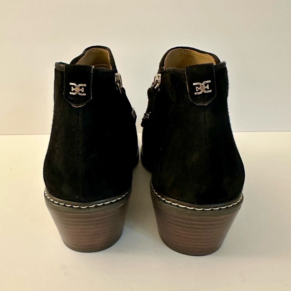 Sam Edelman Black Suede Ankle Boots with Zipper - Picture 5 of 8